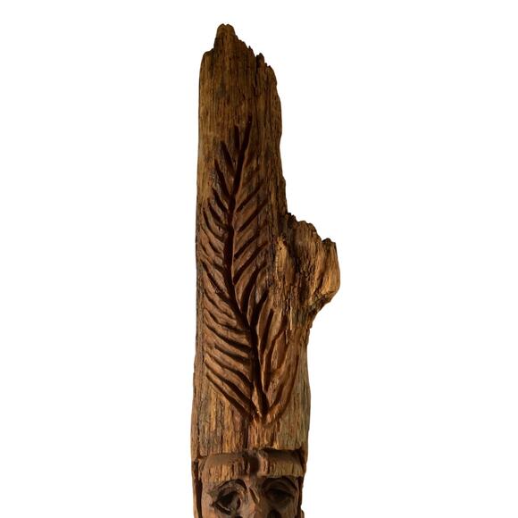 Vintage 92 Folk Art Hand Carved American Big Chief Signed JR Carving - Picture 4 of 6